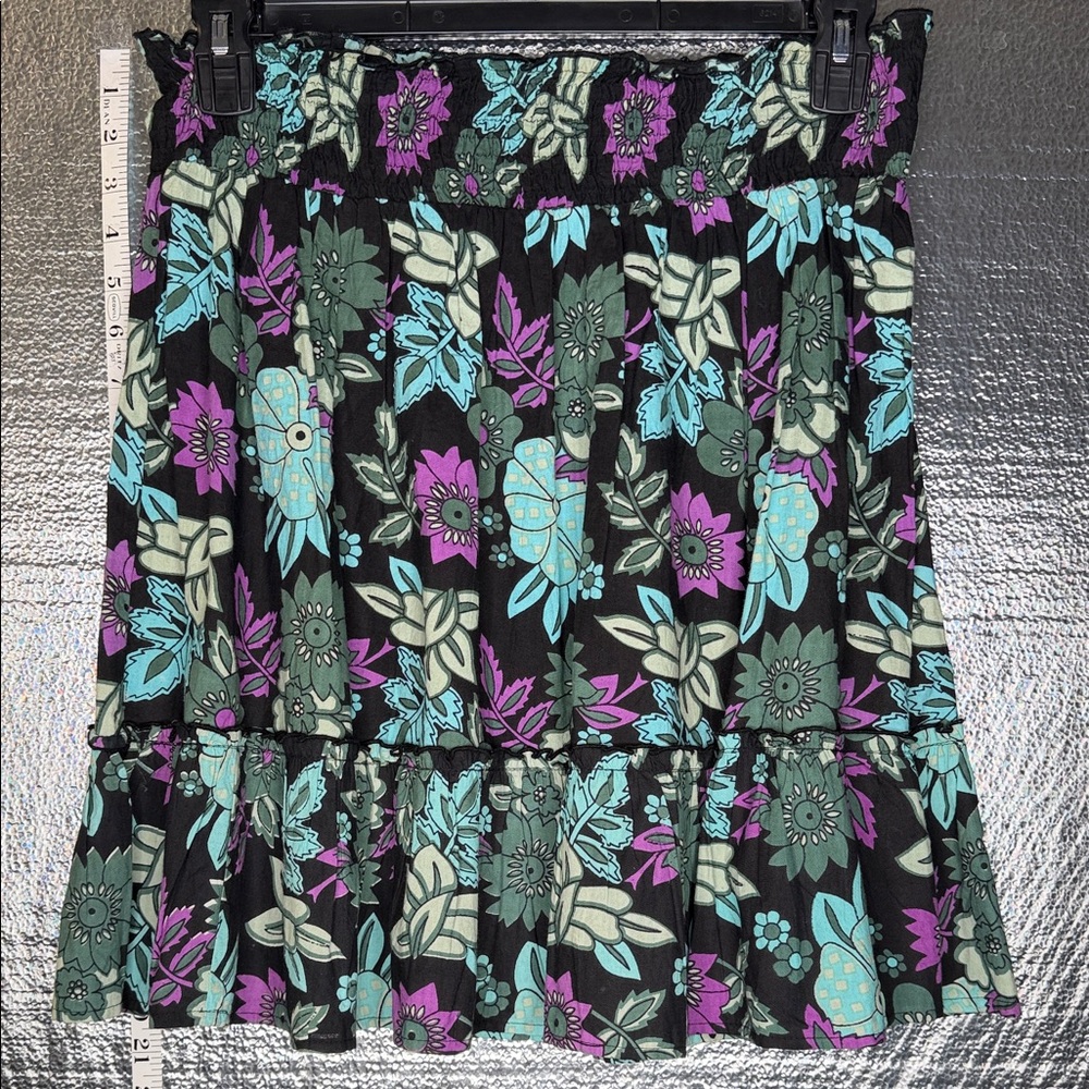 Fire Los Angeles Black Floral Mini Skirt